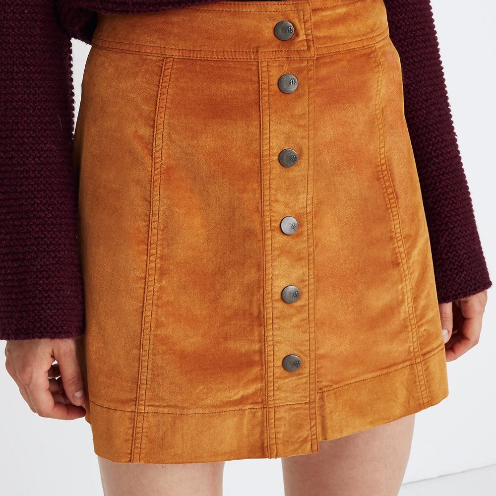 Madewell Velveteen A-Line Mini Skirt